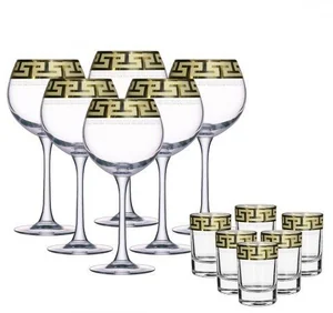 ГУСЬ ХРУСТАЛЬНЫЙ Универсальный набор 12пр. Греческий узор (GE03- 1689 /837/S)