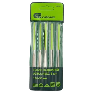 СИБРТЕХ Набор надфилей алмазных, 140 х 50 х 3 мм, 5 шт. 158307