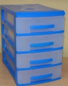РОССПЛАСТ Комод настольный 4 секции МИНИ  РП 443 синий