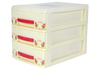РОССПЛАСТ Комод настольный 3 секции МИНИ  ДЕКОР кремовый