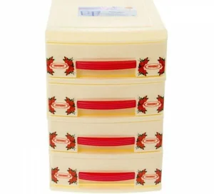 РОССПЛАСТ Комод настольный 4 секции МИНИ  ДЕКОР кремовый