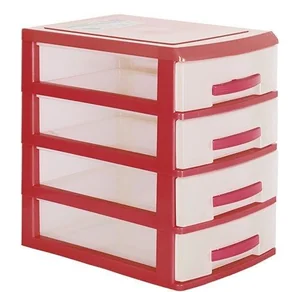 РОССПЛАСТ Комод настольный 4 секции МИНИ  РП 443 красный
