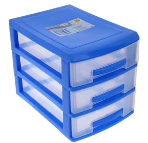 РОССПЛАСТ Комод настольный 3 секции МИНИ синий