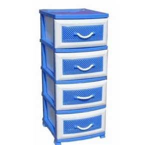 РОССПЛАСТ Комод 4 секции Дельфин белый/голубой
