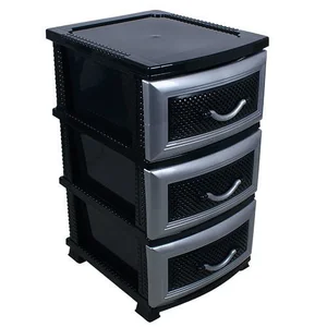 РОССПЛАСТ Комод 3 секции Дельфин черный/серебро РП-412