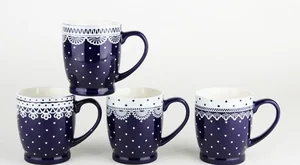 КОРАЛЛ Кружка 320 мл. Кружево на синем ZC02-AO3В