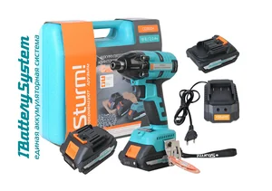 Sturm Винтоверт ударн б/щ Sturm!, 18В, 1BatterySystem, 260Нм, 1/4", 2скор, 2x2Ач, кейс CD300H