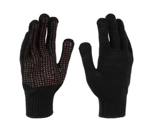 Сибртех Перчатки трикотажные, акрил, усиленные, ПВХ-гель Протектор, цвет: чёрный, 10 класс 68194