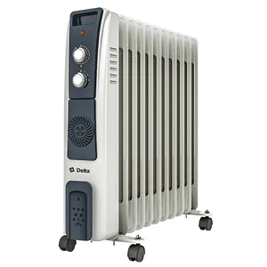 DELTA Обогреватель масляный D12F-11, 2500 Вт, 11 секций, с вентилятором, светло-серый