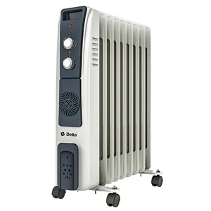 DELTA Обогреватель масляный D12F-9, 2000 Вт, 9 секций, с вентилятором, светло-серый