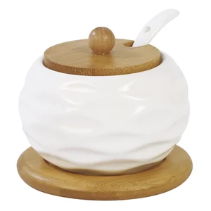 ALPENKOK Сахарница 450 мл с ложкой на бамбуковой подставке AK5-0008