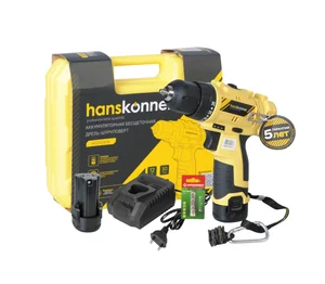 Hanskonner Дрель аккумуляторная б/щ 12В, 30Нм, 2х2.0Ач, кейс HCD1230R