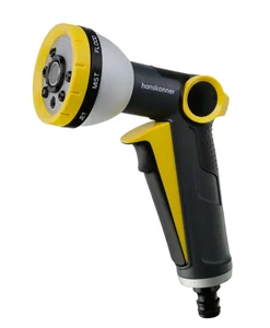 Hanskonner Пистолет д/полива 8 ФУНКЦИЙ + фитинг аквастоп, метал, HK3015-25-8AS
