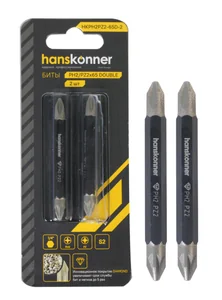 Hanskonner Биты двустор., PH2xPZ2x65мм, сталь S2, Diamond, 2шт, HKPH2PZ2-65D-2