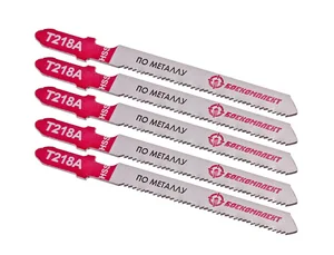 БОЕКОМПЛЕКТ Пилки для лобзика по металлу T218A, 5 шт, 76х50мм, шаг зуба 1,2мм, тонкий фигурный рез, HSS, B05-218A