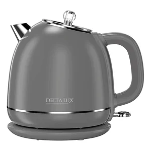 DELTA Чайник электрический 2200 Вт, 1,7 л DE-1018, двойной корпус, серый