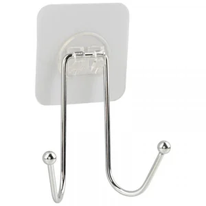 Mallony Крючок двойной BASIC (крепление: самоклеящаяся основа), хром 110763-SK