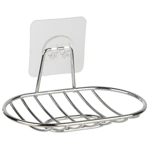 Mallony Мыльница подвесная овальная BASIC (крепление: самоклеящаяся основа), хром 110764-SK