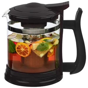 MALLONY Чайник заварочный, Fabriano, объем 1,6 л, стеклянный, ручка/крышка/дно из полипропилена, чёрный 910130-SK