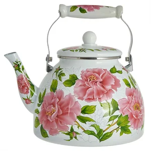 METALLONI Чайник 5 л эмалированный с керамической ручкой Пионы EM-1338