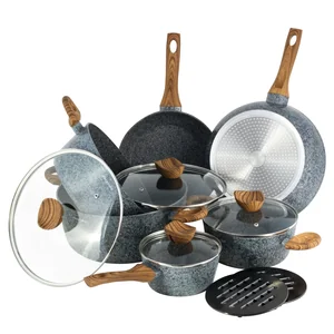Kamille Набор посуды 12 предметов из алюминия с мраморным покрытием KM-4440