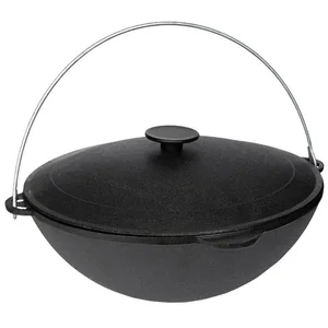 ГАРДАРИКА Казан чугунный походный татарский 8 л с чугунной крышкой 360 мм "Туризм" 1608-3