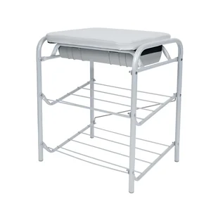 НИКА Банкетка с мягким сиденьем и двумя полками для обуви БП1-1/МС светло-серый/матовый серый