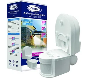 IONICH Датчик движения настенный 11 м, 1200Вт, 7 мин, белый. (2203)