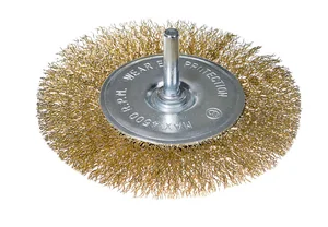 Sturm Корщетка-насадка для дрели,радиальная мягк.100мм,хвост 6мм, латун.волн.проволока 5240604