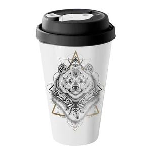 DELTA Стакан с крышкой 550 мл с декором с клапаном (черный) 223104130/01