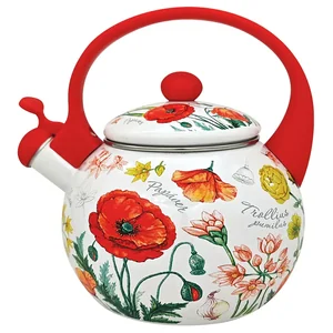 Appetite Чайник эмал 2,0л со свистком Алые цветы FT7-RF