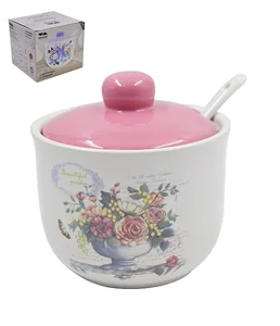 Lavenir Сахарница с ложкой Beautiful garden 330 мл, 9,5 см HC200-K48