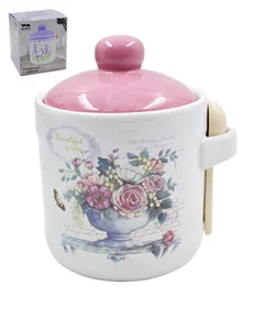 Lavenir Сахарница с ложкой Beautiful garden 370 мл, 9 см HC205-K48