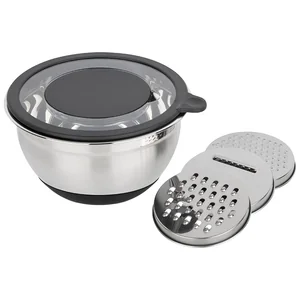 Mallony Миска 2,8 л AMARENA из нерж стали с сил антиск. дном с крышкой-тёркой (3 тёрки в комп.) 108277-SK