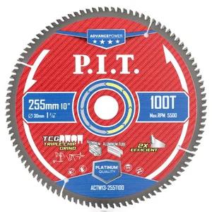 P.I.T. Диск пильный по алюминию ADVANCE 255x30x2.4 мм, 100T Carbide, зуб TCG 5° (ACTW13-255T100)