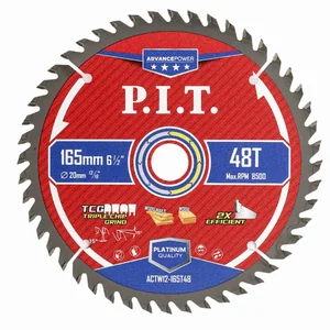 P.I.T. Диск пильный по дереву ADVANCE 165x20x1,4 мм, 48T Carbide, зуб TCG 15° (ACTW12-165T48)