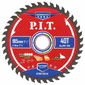P.I.T. Диск пильный по дереву ADVANCE 185x30x2.0 мм, 40T Carbide, зуб TCG 15° (ACTW12-185T40)