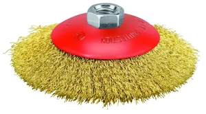 P.I.T. Кордщетка коническая 125x0,3мм, латунированная витая проволока, резьба M14 (APLS12-P125)