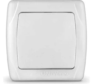 Выключатель одноклавишный "UNIVersal" серия "Маргарита", с/у, 10А, 220В, белый (еврослот)