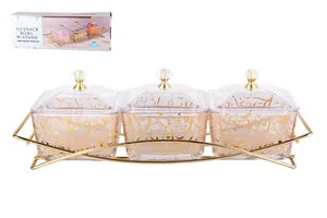 КОРАЛЛ Менажница 3-х секционная на метал.подставке 27.5х9.5х8.5см 9188