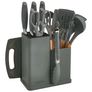 ALPENKOK Набор кухонных ножей и аксессуаров, 19 предметов AK-2122 серый