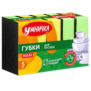 МУЛЬТИ-ПЛАСТ Губки для посуды MAXI 5 шт. Умничка МРU3275
