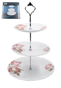 Lavenir Ваза для фруктов 3-х ярусная Чайные розы LXP3AT YF20032