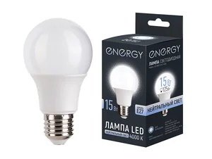 Energy Лампа светодиодная LED А60-15-E27-4000. 109311-SK