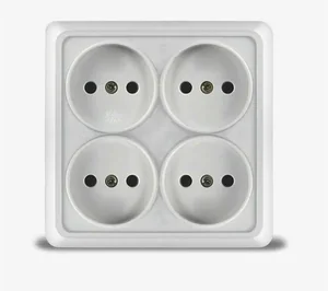 Розетка четырехместная квадратная серия IONICH, б/з, о/у, 16А, 220В, белая (еврослот)