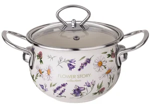 Lefard Кастрюля Agness Эмалированная Со Стеклянной Крышкой Серия Flower Story, 1,5 Л Диа. 16См 943-095