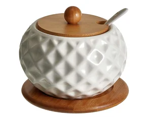 ALPENKOK Сахарница (450 мл) с ложкой на бамбуковой подставке AK5-0012