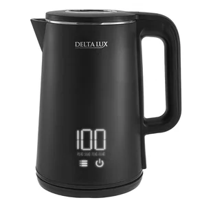 DELTA Чайник электрический 2000 Вт, 1,8 л LUX DE-1023, двойной корпус, LCD дисплей, 5 режимов, черный