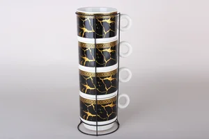 КОРАЛЛ Набор кружек на металлической подставке (4 шт) 200 мл 7496