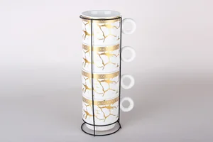 КОРАЛЛ Набор кружек на металлической подставке (4 шт) 200 мл 7497